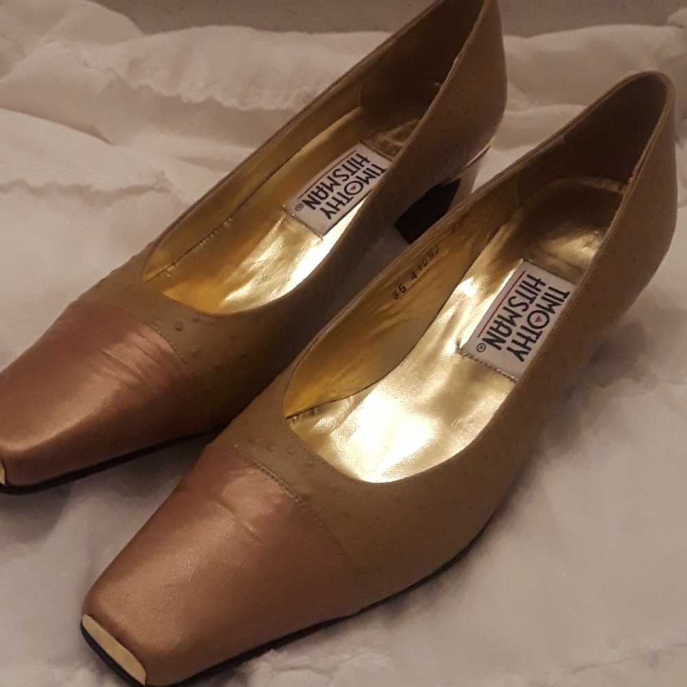 ostrich skin pattern leather heels